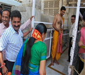 Anandiben Patel At Ambaji Temple 